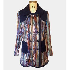 Moon Collection multi-color 'yarn' woven coat jacket striped M
